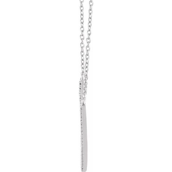 14k White Gold & 1/6 Ctw Diamond V Shaped Bar Necklace, 16-18 Inch - Picture 2 of 4